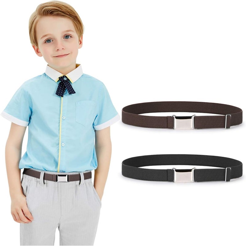 Jas. Good Kids Toddler Belt Elastic Stretch Adjustable Belt for Boys and Girls with Silver Square Buckle 2 Pack - Image 1